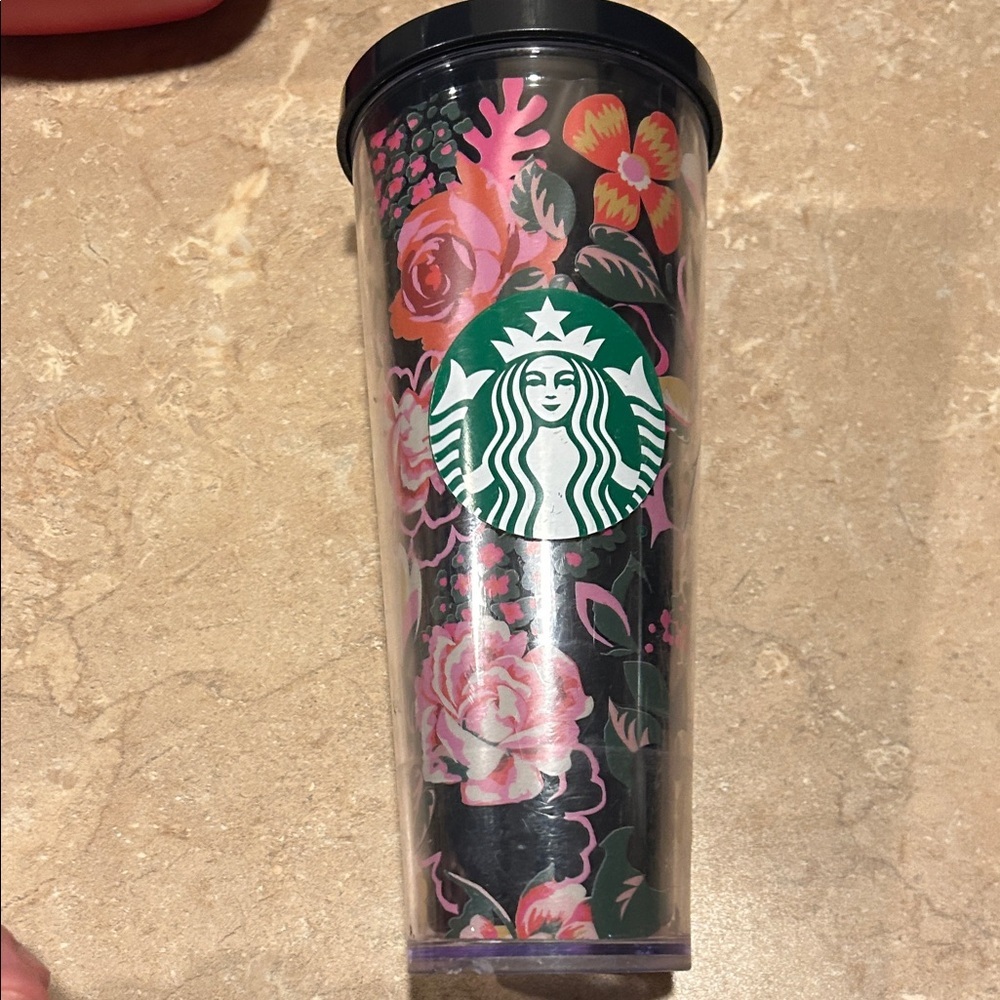 Starbucks Ban.do Midnight Flower Floral Cold Cup Venti Tumbler 24oz Bando HTF